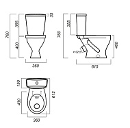 Унитаз-компакт Нева Стандарт ниж/подвод полипропилен Sanita WC.CC/Neva/1-P/WHT.G/S1