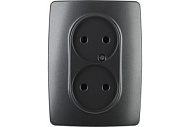1231741 Розетка 2-м СП Эра12 12-2107-05 16А IP20 16AX 250В 2х2P антрацит Эра Б0031242