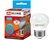 Лампа светодиодная IN HOME LED-Шар-VC 8Вт шар 4000К нейтр. бел. E27 720лм 230В