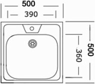 Мойка кухонная Vladiks 50*50, прямоугольная, накладная, нерж, б/сифона 0,4 мм, 500*500*120мм