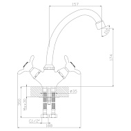 Смеситель для кухни Rossinka, хром, высокий излив Q02-71