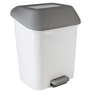 Ведро (контейнер) для мусора Step/квадра 15л с крышкой и педалью (28*33*41см) белый