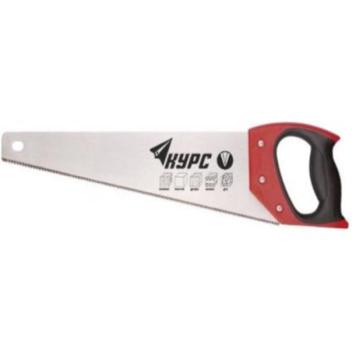 40370 Ножовка по дереву, мелкий каленый зуб 12 ТPI, 3D заточка, пласт.прорезиненная ручка, 350 мм