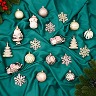 9510171 Ёлочные игрушки «Карусель», новогодние, набор 20 шт., нежность, МИКС