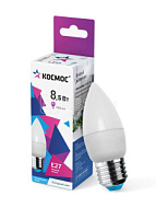495476 Лампа светодиодная 8.5Вт свеча 6500К холод. бел. E27 220В КОСМОС LkecLED8.5wCNE2765