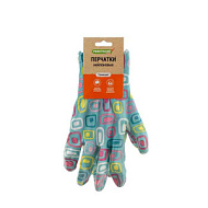 Перчатки нейлон облив нитрил с принтом светло-голубые геометрия 'Praktische Home' G-111-5