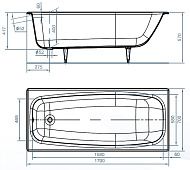 Ванна "Грация" 170*70*42см 1сорт  (4 ножки в комплекте)