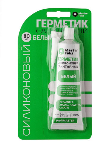 Герметик силиконовый MasterTeks, санитарный, белый, 80 мл