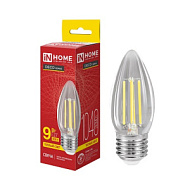Лампа светодиодная LED-СВЕЧА-deco 9Вт свеча прозрачная 3000К E27 1040лм 230В IN HOME 4690612
