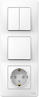Блок СП Blanca (розетка с заземл. защ. шторки 16А 250В + 1-кл. выкл. + 2-кл. выкл.) белый