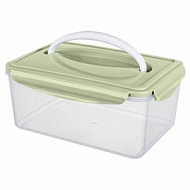 Контейнер д/хран.продуктов  герметичный SMART LOC, прямоугольный,с ручкой, зеленый 2,5л