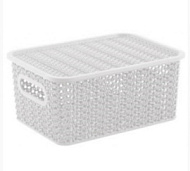 531106 Корзинка "Вязь" 3л 235х173х105мм с крышкой (белый)