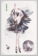 10249743 Наклейка интерьерная цветная «Балерина - черный лебедь», пластик, 30×45 см