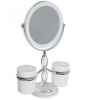 75275 Зеркало косметическое Санакс, настольное, 2 стакана, подсветка, Ø120мм