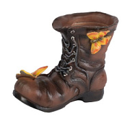 Фигура садовая Ботинок с бабочками, кашпо