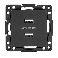 1396243 Механизм розетки USB 2-м Стокгольм 2.1А черн. PROxima EKF EZR16-028-10-2USB