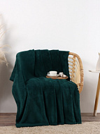 9849729 Плед «Этель», 150×200 см, корал-флис, изумрудный