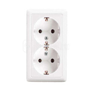 Розетка 2-м ОП Хит 16А 250В без защ. шторок с заземл. бел. SchE RA16-238-B ,309133