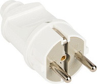 Вилка прямая 16А 250В с заземл. бел. EKF AVP16-10