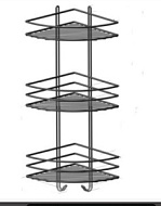 П0002019 Полка для ванной ProfFero, черный, 3 яруса, угловая 200*660*200мм П0002019