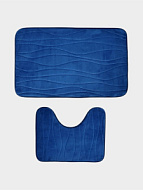 5041092 Коврики для ванной и туалета Доляна «Водоросли», 2 шт., 40×50, 50×80 см, синие