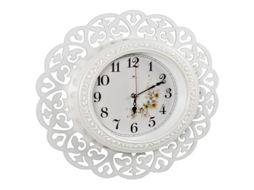 Часы настенные круг витой корпус жемчуг "Цветение" "Рубин"d=47см