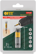 57515 Биты FIT кованые, сталь S2, односторонние 50 мм PZ2, Профи 2 шт., блистер