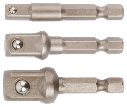 Адаптеры КУРС под головки с хвостовика U-типа под биты, набор 3 шт, легированная сталь