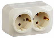 Розетка 2-м ОП IEK GLORY РС22-3-ХК 16А с заземл. крем. ERH21-K33-16