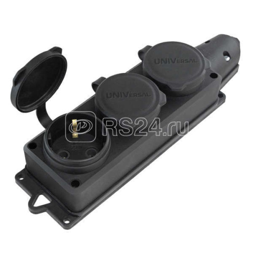 496114  Колодка 3-м "КОМПАКТ" однофазная  с заглушками (каучук) UNIVersal 1323
