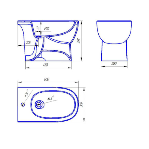 ARTSLBI01 Биде напольное Sanita Luxe, белое, 1 отверстие