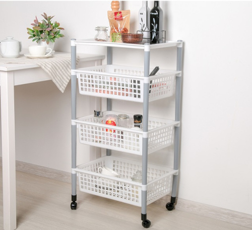 4394400 Этажерка напольная на колесиках 4-х секционная