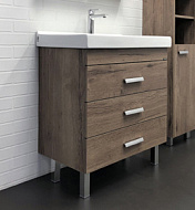 Тумба-умывальник Comforty Никосия 80Н, с раковиной Fest 80, дуб темный, 800*860*450 мм