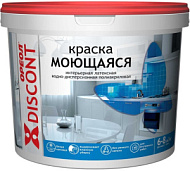 Краска на водной основе полиакриловая ОРЕОЛ Дисконт моющаяся 3кг белая матовая
