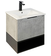 Тумба-умывальник Comforty Франкфурт-60, с раковиной Comforty 60E, бетон светлый, 580*560*460мм