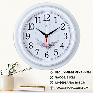 9902024 Часы настенные, интерьерные "Венок из роз", бесшумные, d-21 см