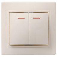 245495 Выключатель 2-кл. СП КВАРТА с инд. 10А IP20 ВС10-2-1-ККм крем. ИЭК EVK21-K33-10-DM