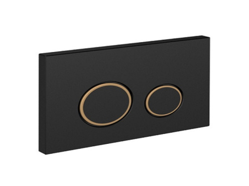 63534 Кнопка для инсталляций Cersanit Twins с рамкой универсальная, чёрная матовая