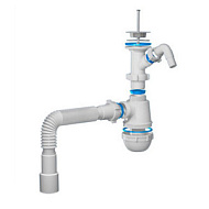 Сифон для кухни 1 1/2"х40 с мет.реш. с отводом с/м c г.т. 40х50 B1020