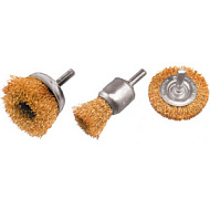 38563 Корщетки со штифтом, набор 3 шт. (колесо 50 мм / чашка 50 мм / венчик 25 мм)