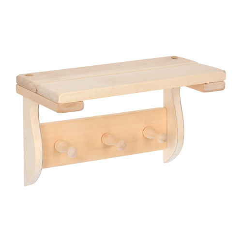 Полка с вешалкой, 3 рожка 29х18х14 см, липа