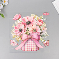 10537811 Наклейка интерьерная «Розовый букет», пластик, 40×31 см