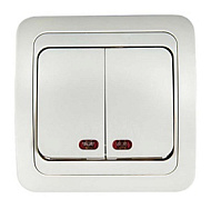 Выключатель 2-кл. СП IN HOME CLASSICO 10А IP20 с подсветкой 2123 бел. ASD