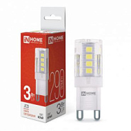 Лампа светодиодная IN HOME LED-JCD 3Вт капсульная прозрачная 4000К нейтр. бел. G9 290лм 230В