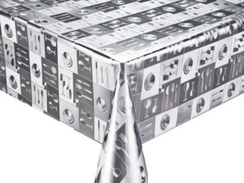 Клеенка металлик без основы, серебро 0,18мм*1.37м*20м