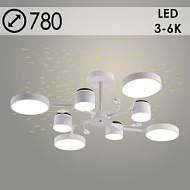 Люстра XI3233/8 WT+CR белый/хром 132W LED 3000-6000K d780 h215, HN23
